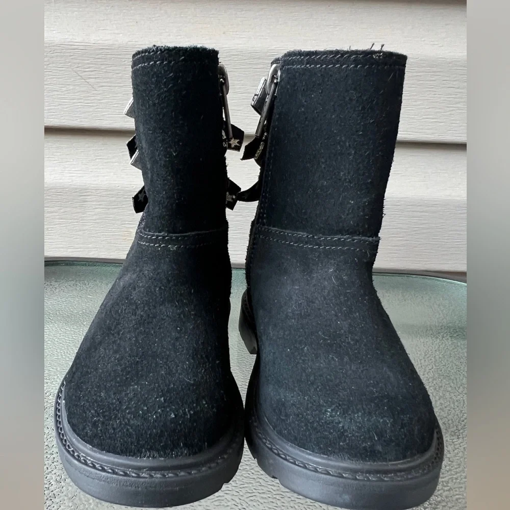 Kids Toddler UGG 1115833T Black Silver Bow Boots  Toddlers Sz 6